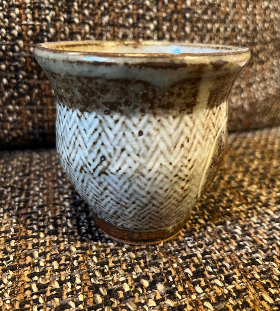 人間国宝 島岡達三 象嵌湯呑 共箱 本物保証