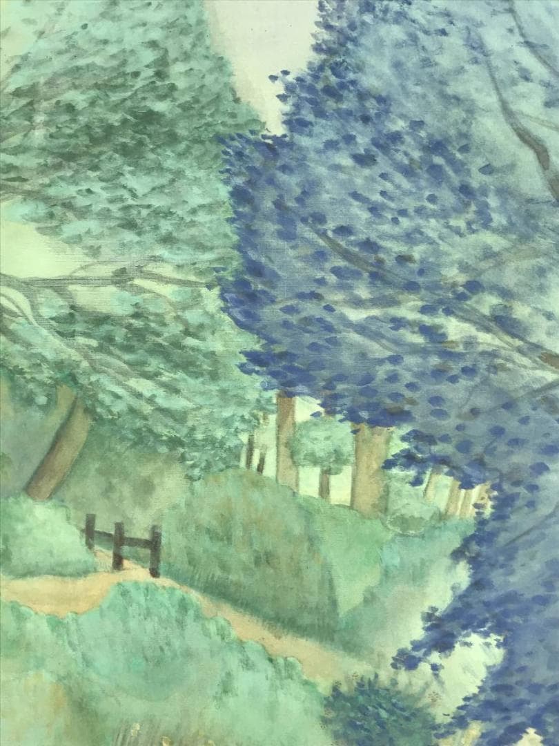 作者不詳/春風景図/山水図/横物/燕子花/アヤメ図/掛軸/名家伝来/AD-655