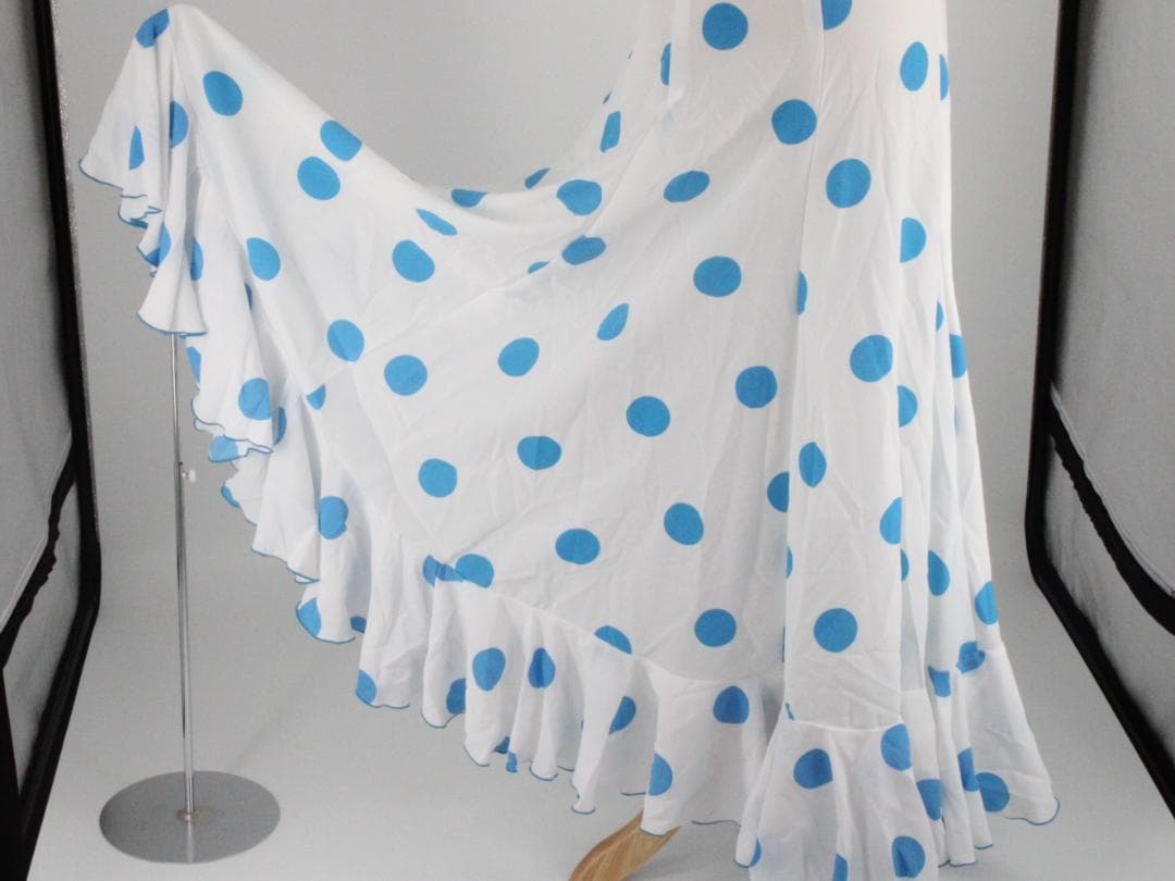 【美品フラメンコ衣装】爽やか水色×ホワイト HERMOSAIBERIA ファルダ