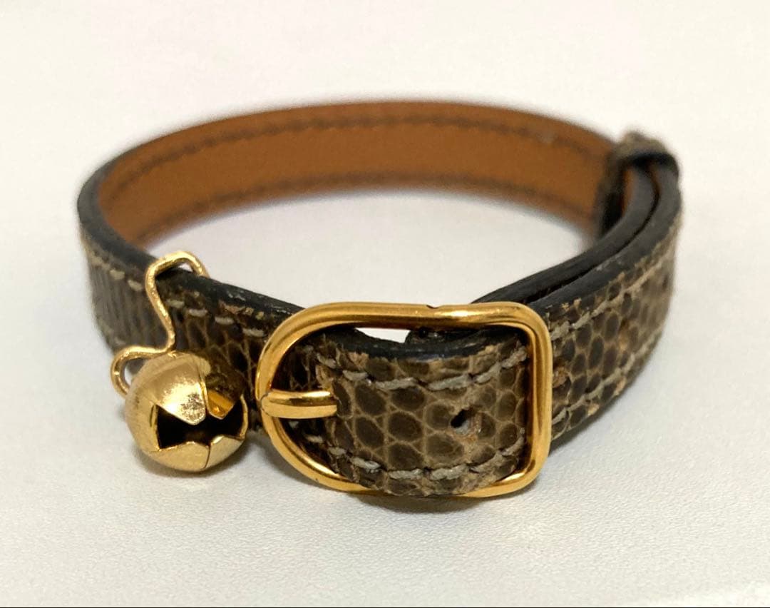 【希少・高級素材】エルメス リザード レザー ブレスレット（猫用首輪）