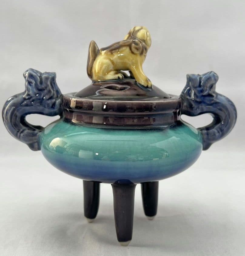 彩釉 久谷焼 香炉 徳田八十吉(正彦)