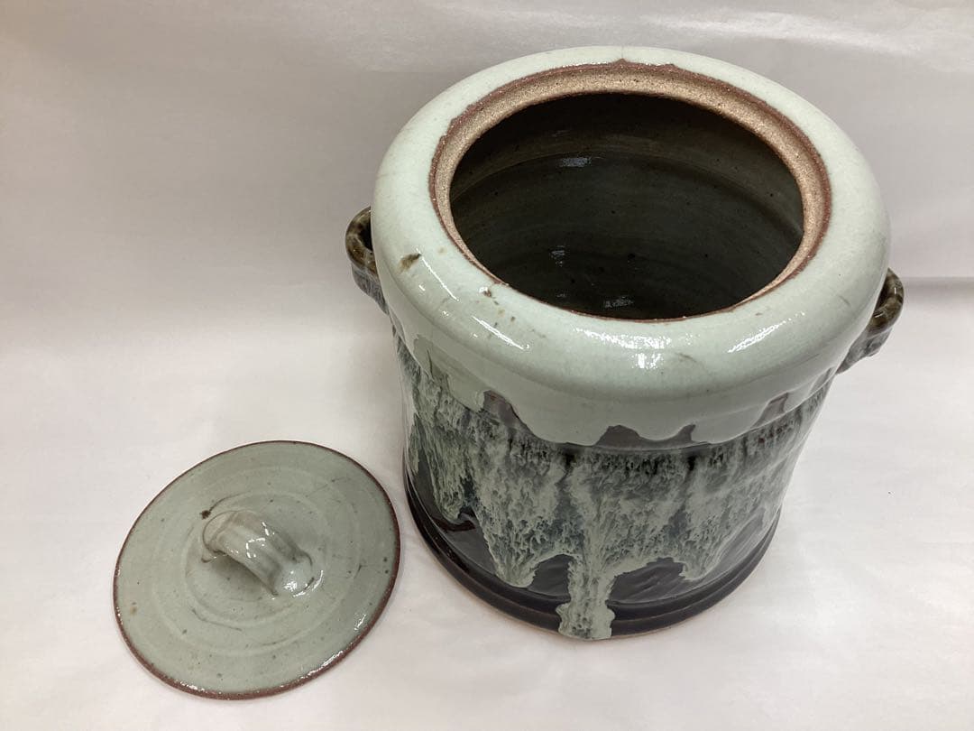 茶道具 新品 水指 耳付 朝鮮唐津 利左エ門窯 共蓋付