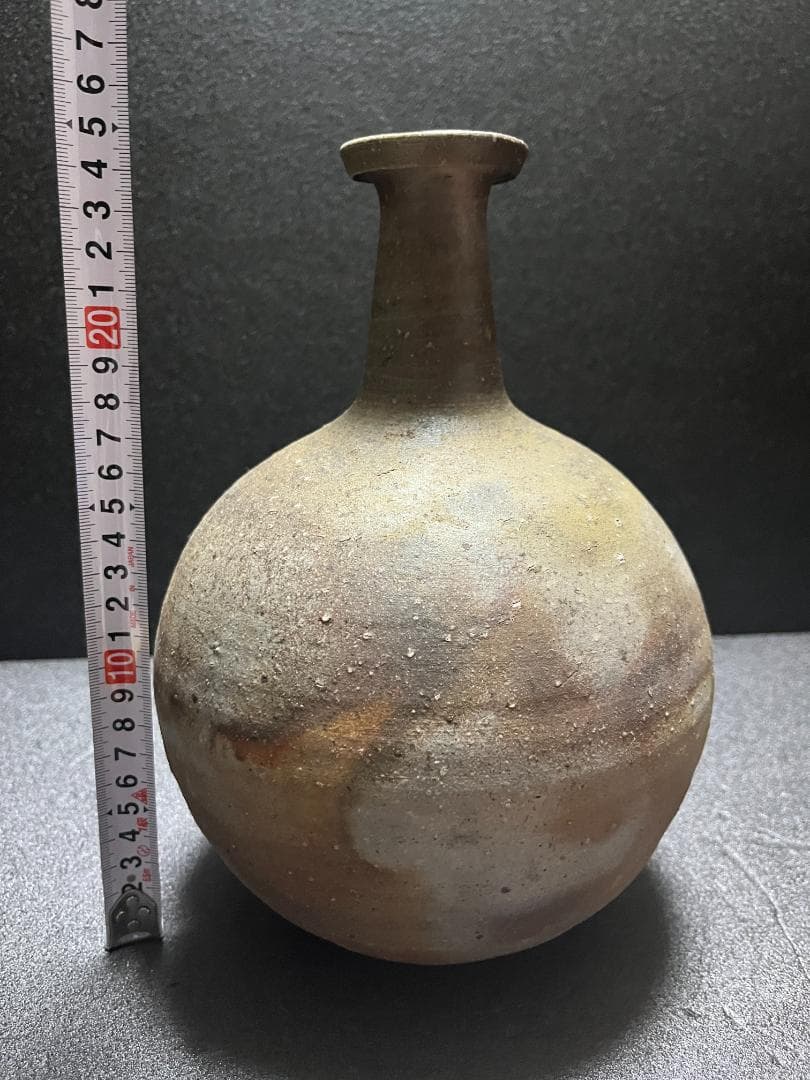 【未使用】　藤原建　岡山県重要無形文化財 　備前　一輪　花入　徳利　共箱　共布