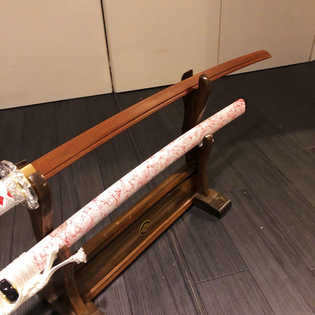 美品　本格模造刀　ローズウッド　木刀　鞘付き木刀　拵え　白拵え