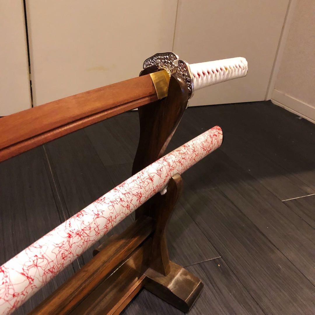 美品　本格模造刀　ローズウッド　木刀　鞘付き木刀　拵え　白拵え