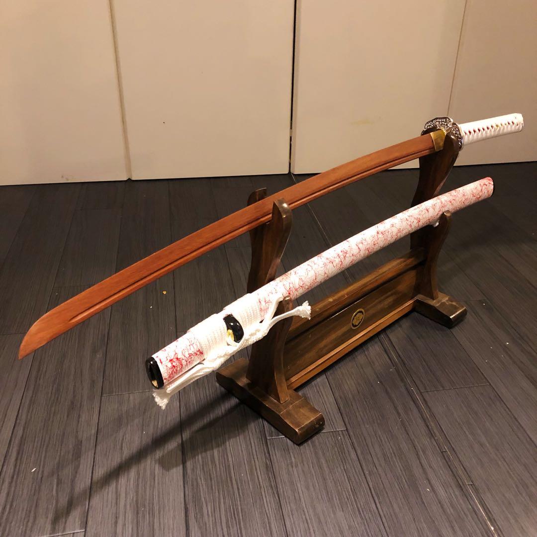 美品　本格模造刀　ローズウッド　木刀　鞘付き木刀　拵え　白拵え