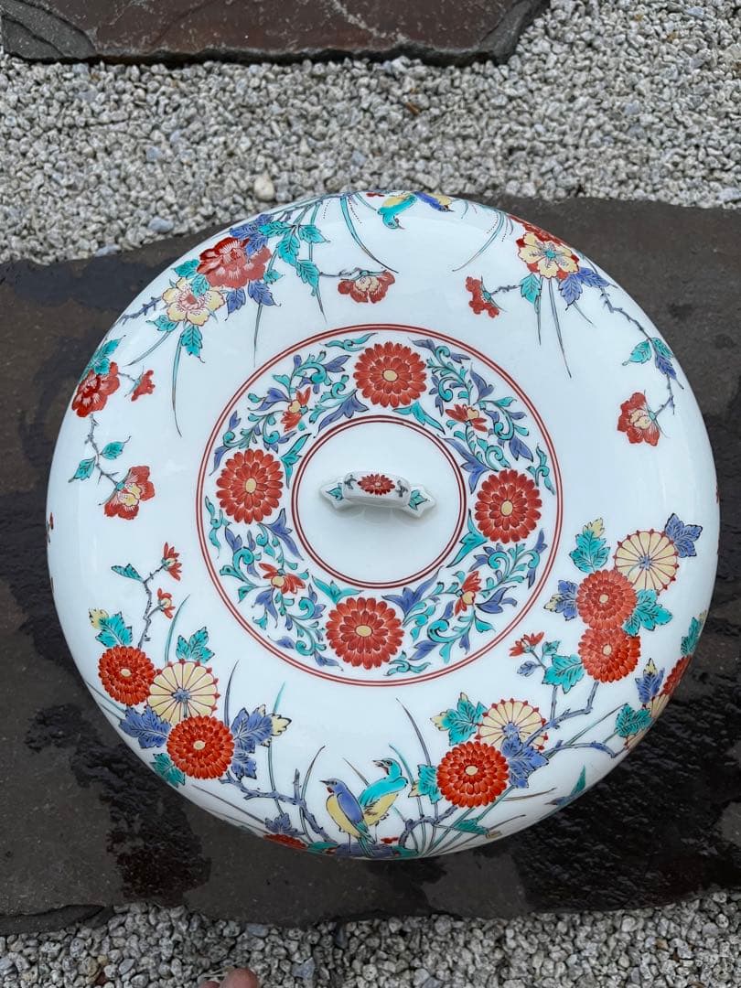 鷹峰　緒方作　大深鉢　火鉢　置物　工芸品　美術品　直径31cm アンティーク