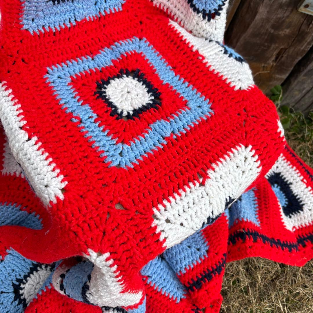 【USA vintage】グラニースクエア ブランケット アメリカビンテージ