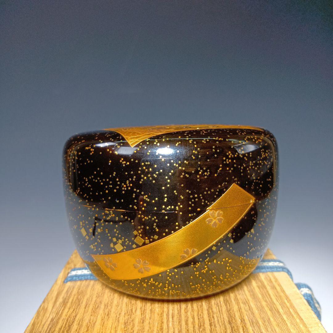 値下げ茶道具　清瀬一光作　色絵蒔絵平棗　 共箱　美品