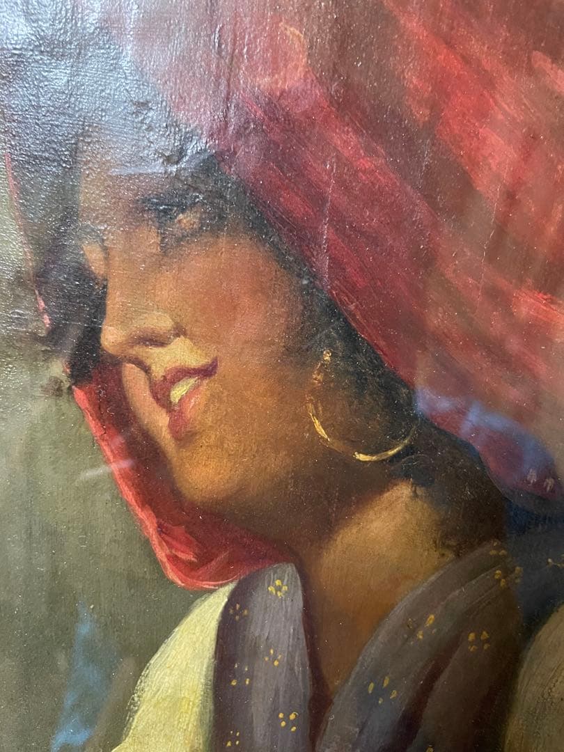 赤いフレームの人物画 FANGU