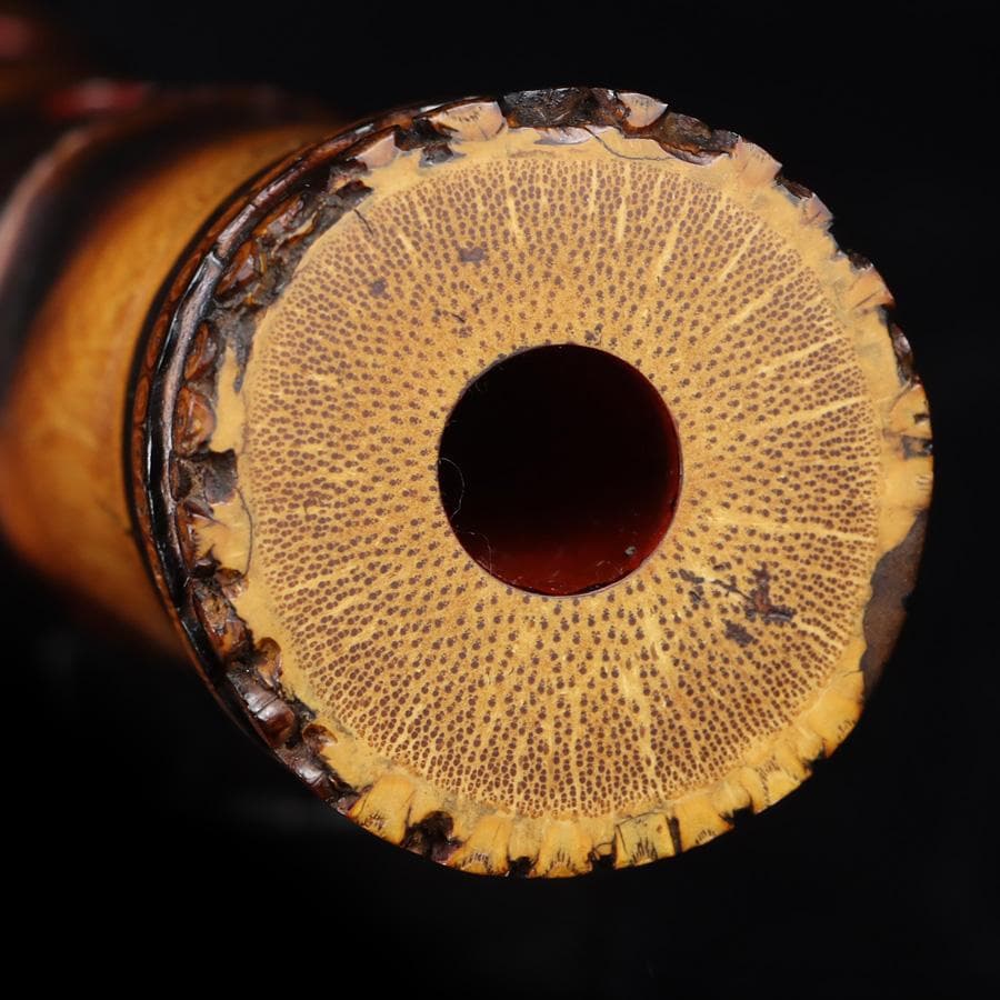 Y3273-2 琴古流 尺八 隆風銘 銀三線 螺鈿細工 全長51.5㎝ 竹製