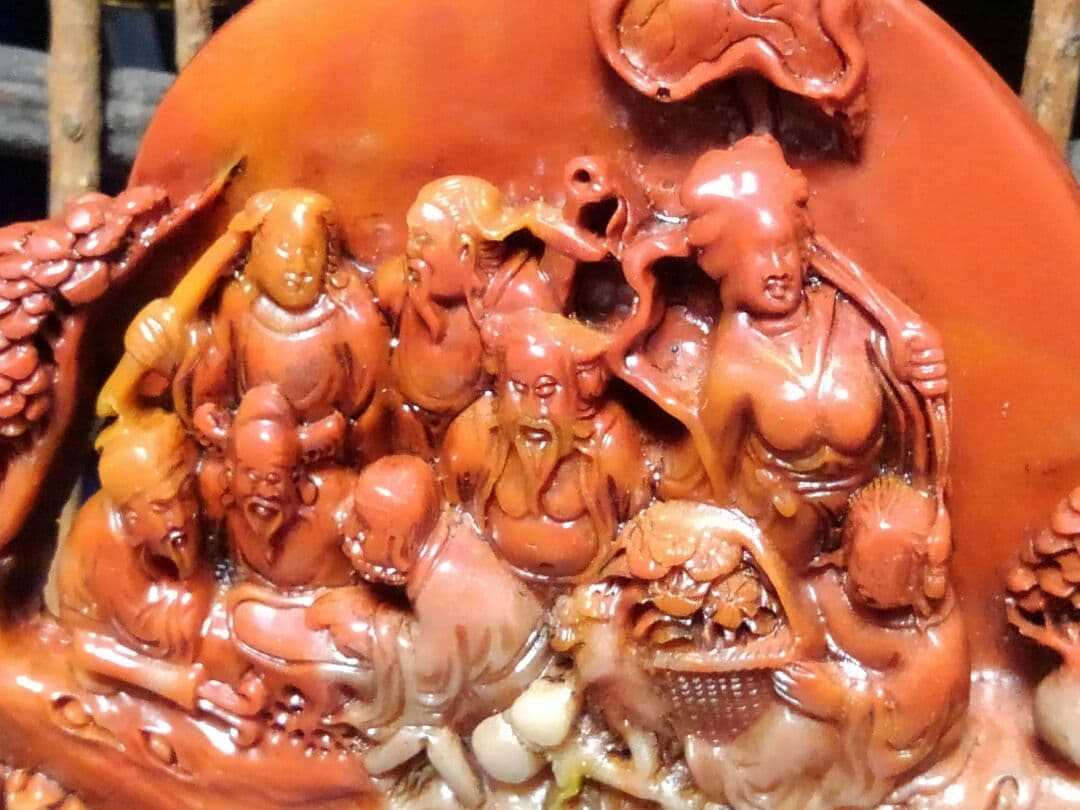 ♥中国　瑪瑙　細密　彫刻　骨董品　置物