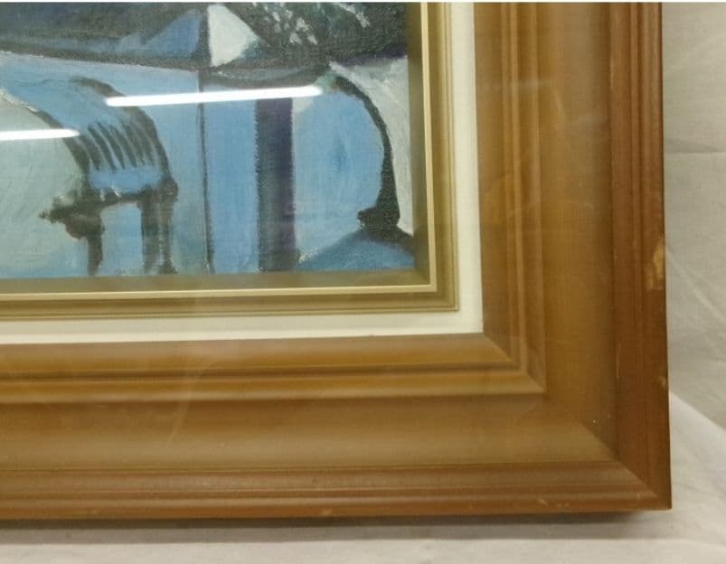 教会のある風景 油彩 F8 額装