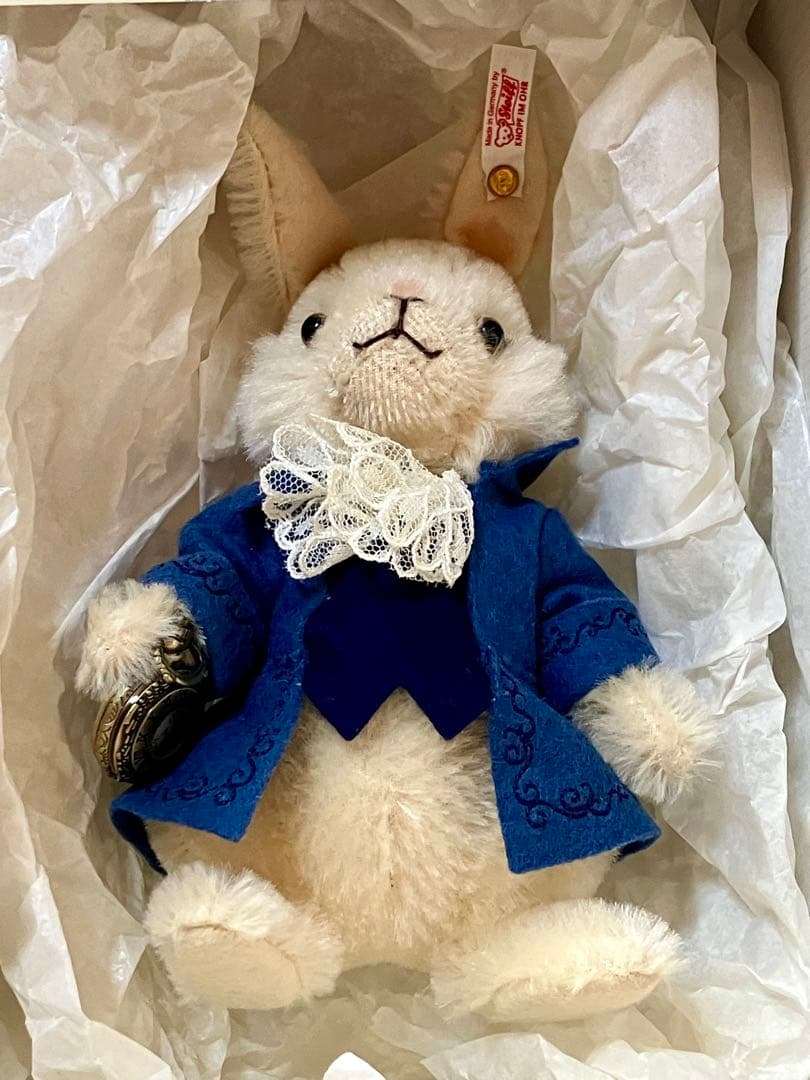 シュタイフ　steiff　ウサギのヴィンセント　白うさぎ　不思議の国のアリス