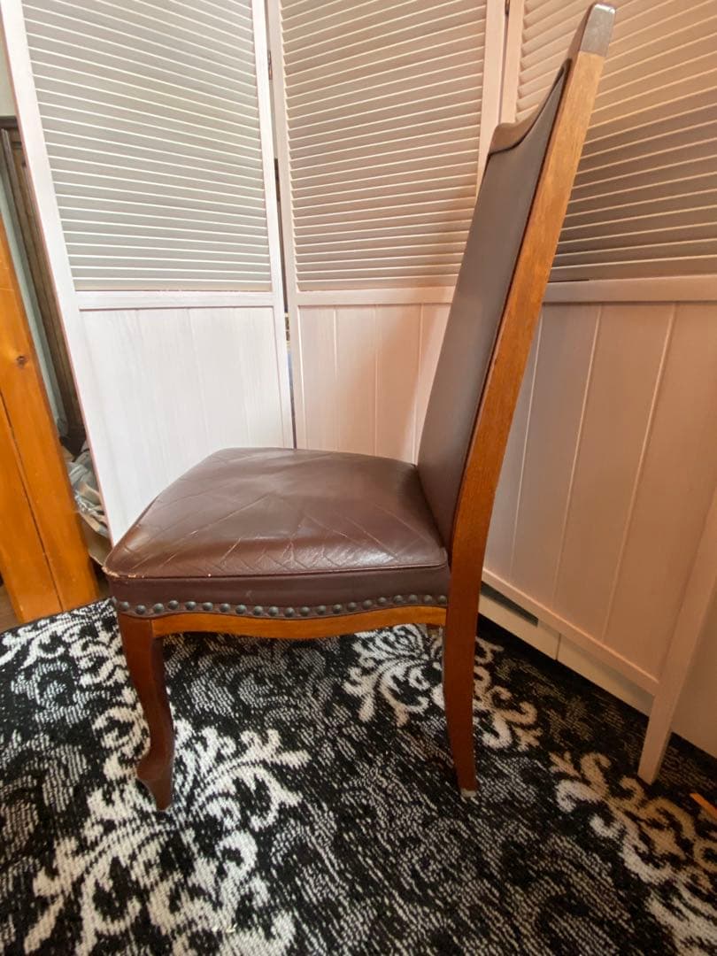 美品♦️ハイバック 猫脚 高級チェア♦️鋲留 英国風 ヴィンテージ♦️ブラウン♦️送料込