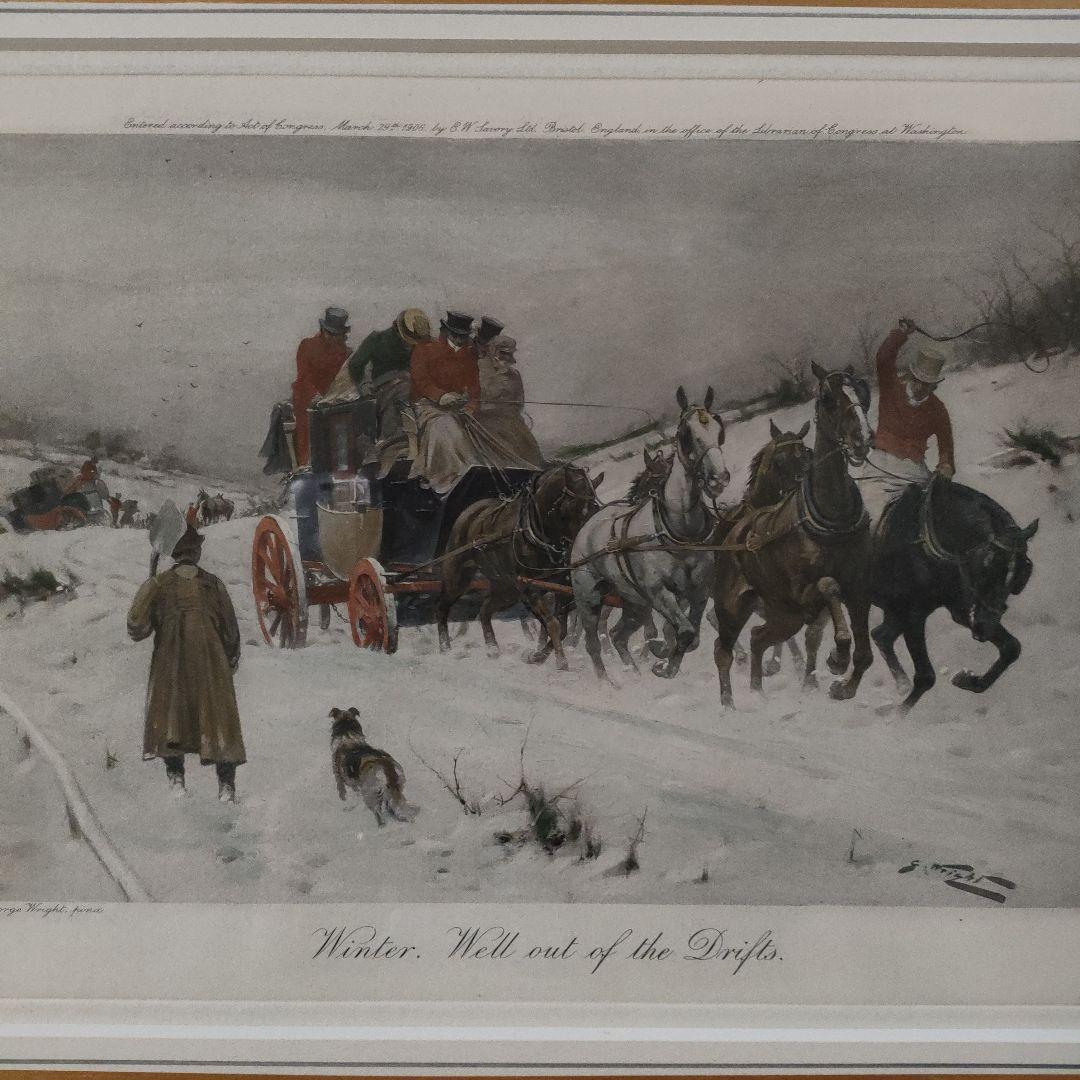 e Wright 銅版画『冬　吹き溜まりから抜け出せ』