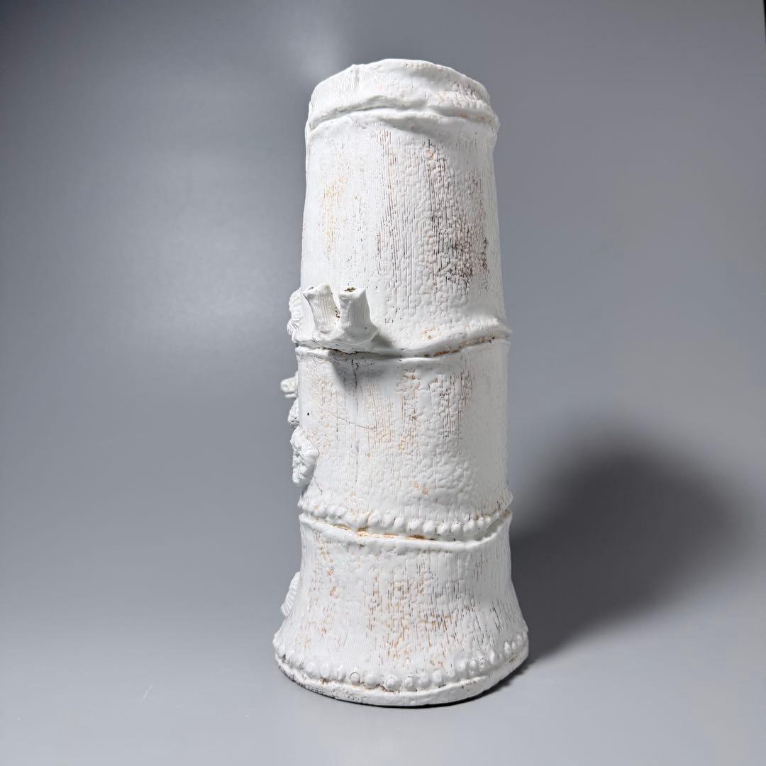 江戸後期　平戸焼　白磁玄武竹形花器　共箱　迫力の造形美　大珍品　蒐集家旧蔵