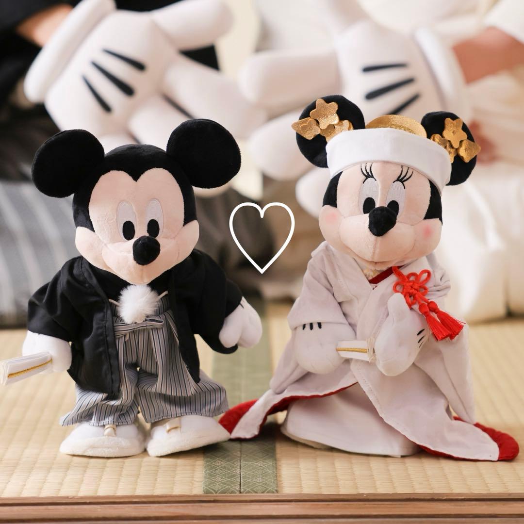 白無垢 ミッキー ミニー 和装ぬいぐるみ