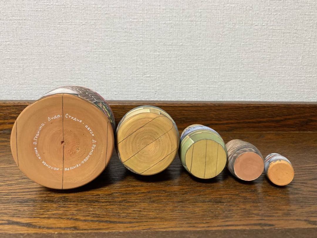 ロシア雑貨☆民話『ガチョウ白鳥』おとぎ話マトリョーシカ(5P)鵞鳥白鳥 リダ工房