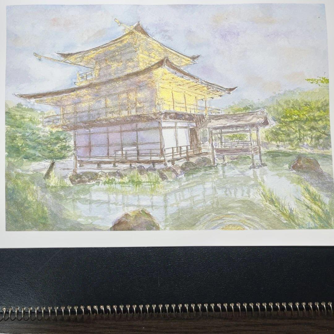 動画投稿中　F4 金閣寺　手描き水彩画　直筆原画　京都世界遺産