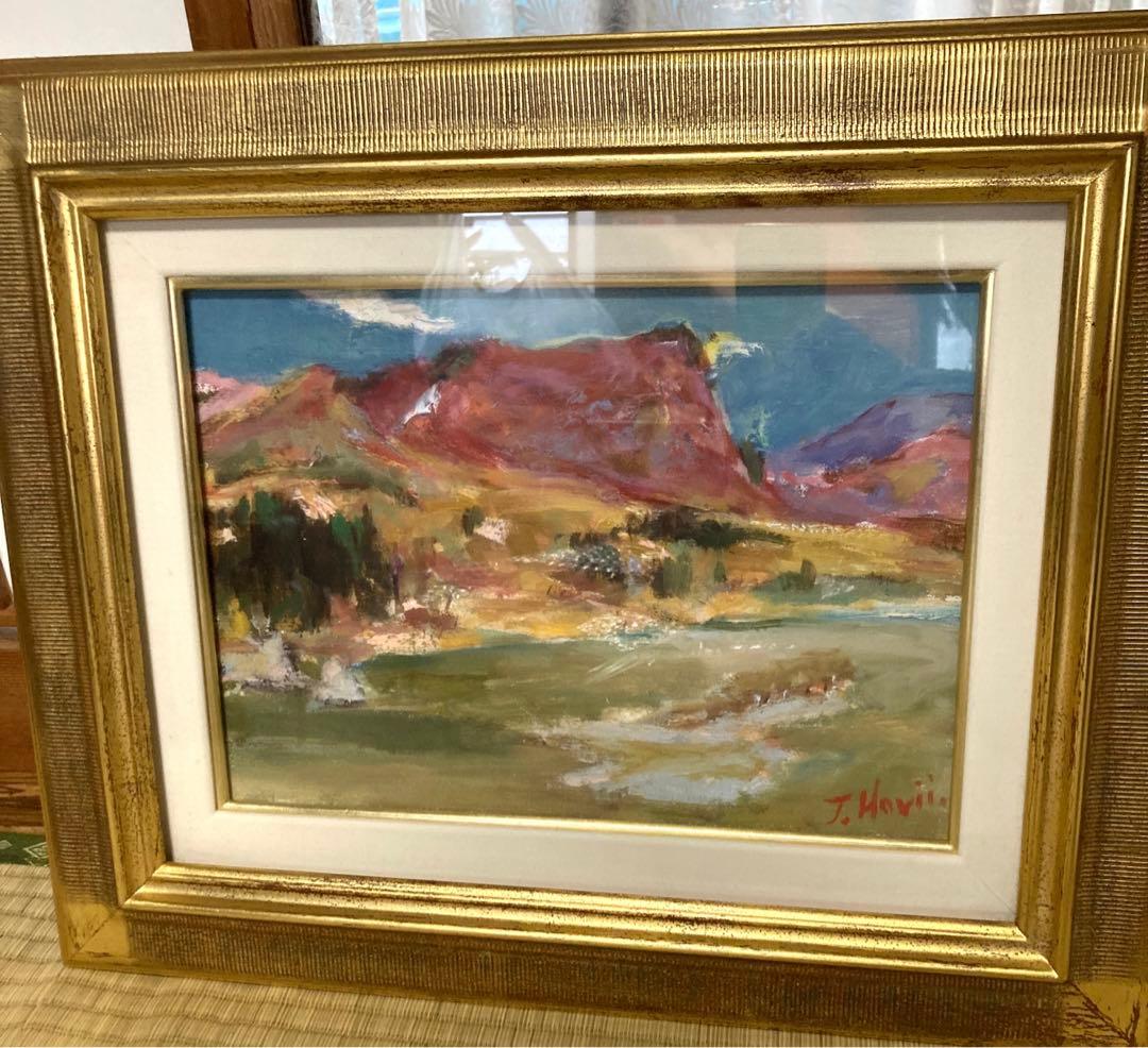 山　紅葉　風景画　油絵　アンティーク