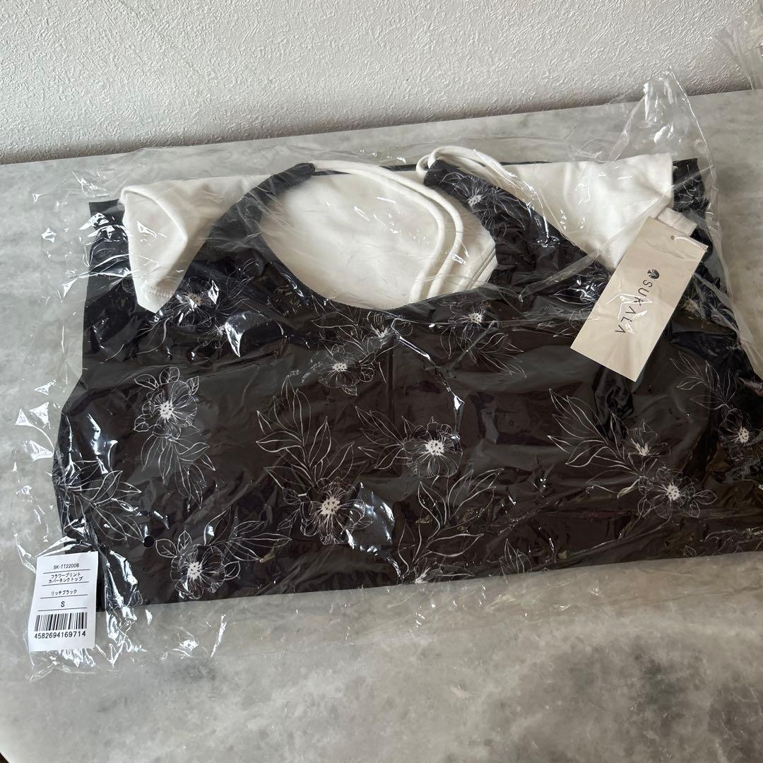 新品　SUKALA フラワープリントカバータンクトップ リッチブラック　S
