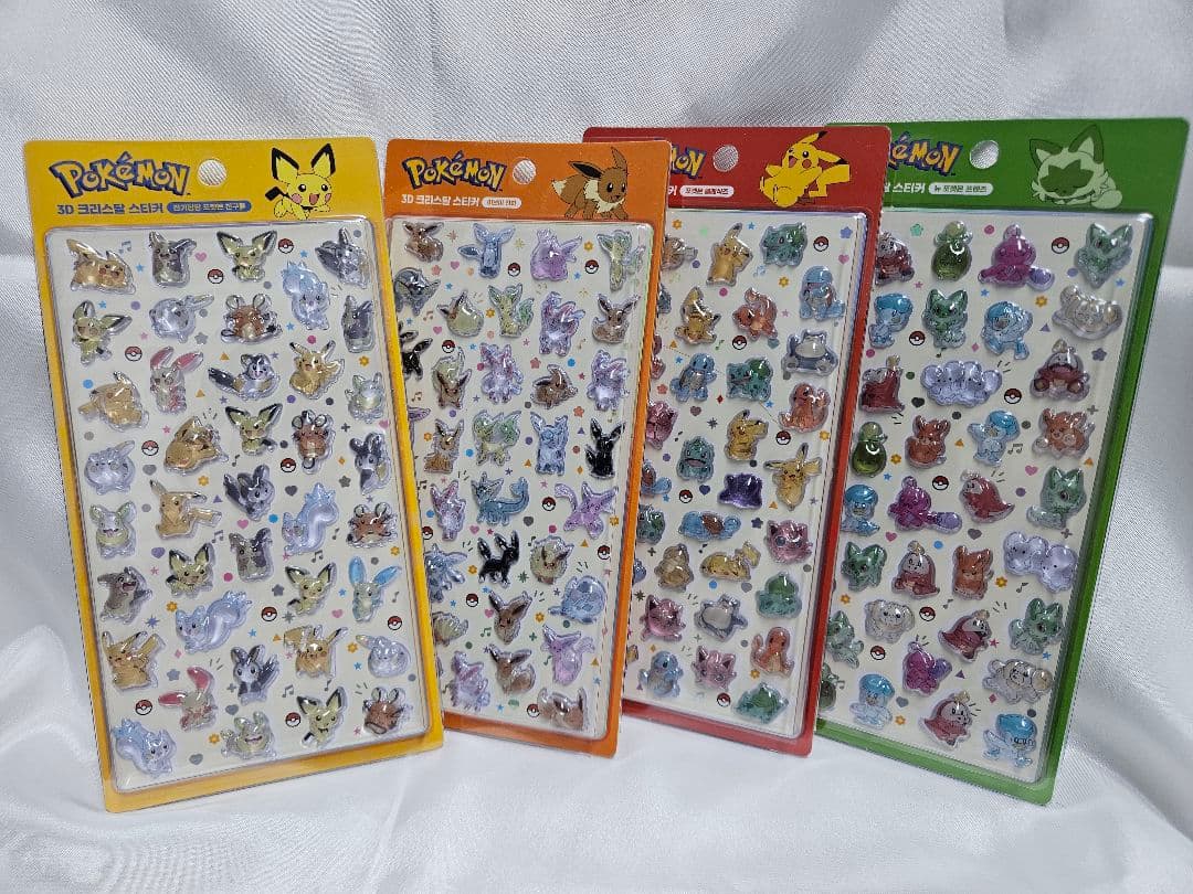 ポケモン 韓国公式 3D クリスタル ステッカー 全4種 コンプリートセット