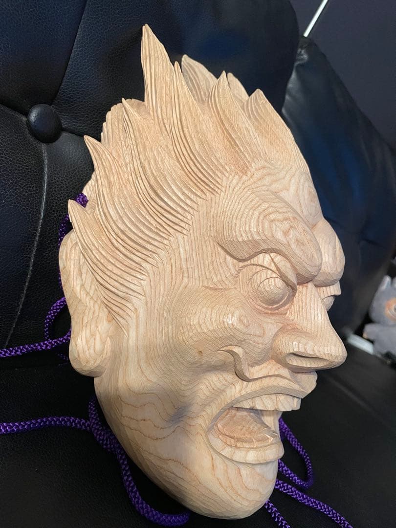 伐折羅大将　手彫り　とても立派な木彫りのお面　名入り