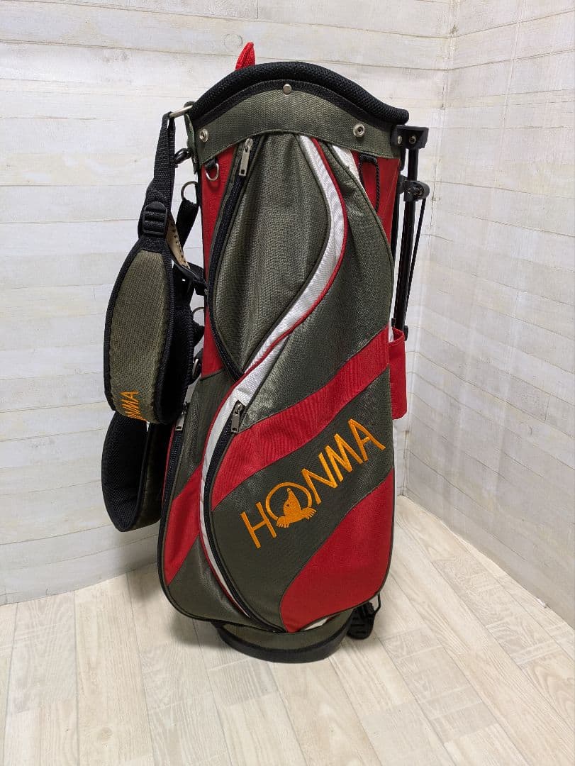 HONMA キャディバッグ スタンド付き レッド✕スモーキーグリーン