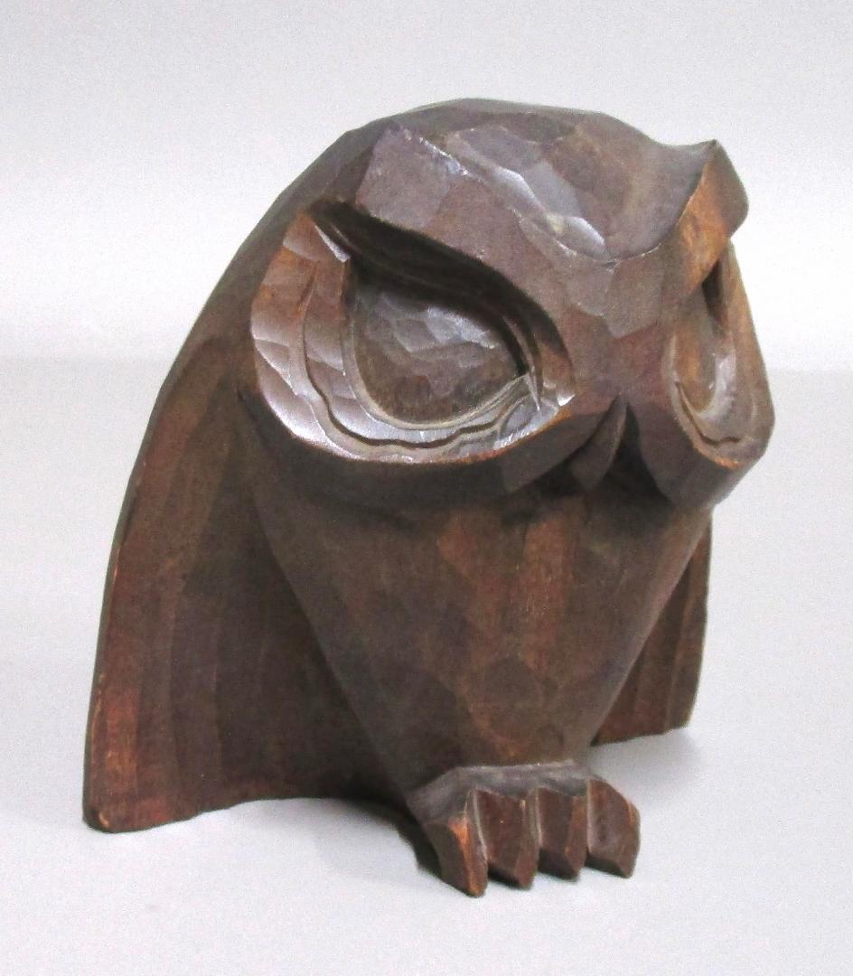 アイヌ民族木彫り　床ヌブリ［フクロウ／ふくろう］阿寒湖　床ヌブリの店ユーカラ堂