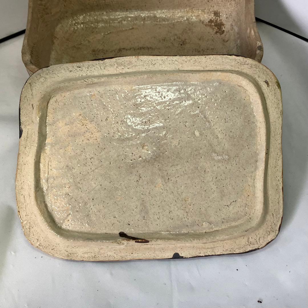 織部焼 三足 蓋物 菓子器