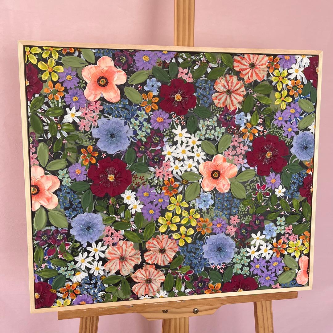 絵画 花の絵 フラワー アート テクスチャーアート ボタニカル ボタニカルアート