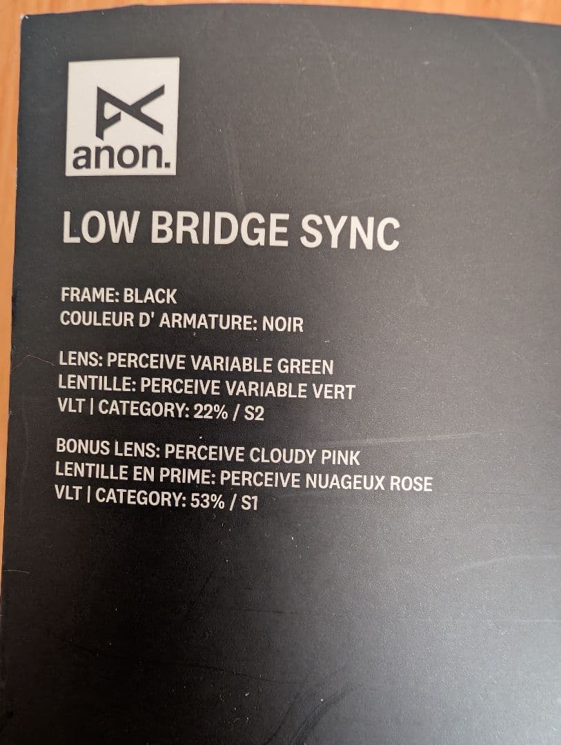 ⑥anon.Sync Low Bridge Fit Goggles+B.Lens
