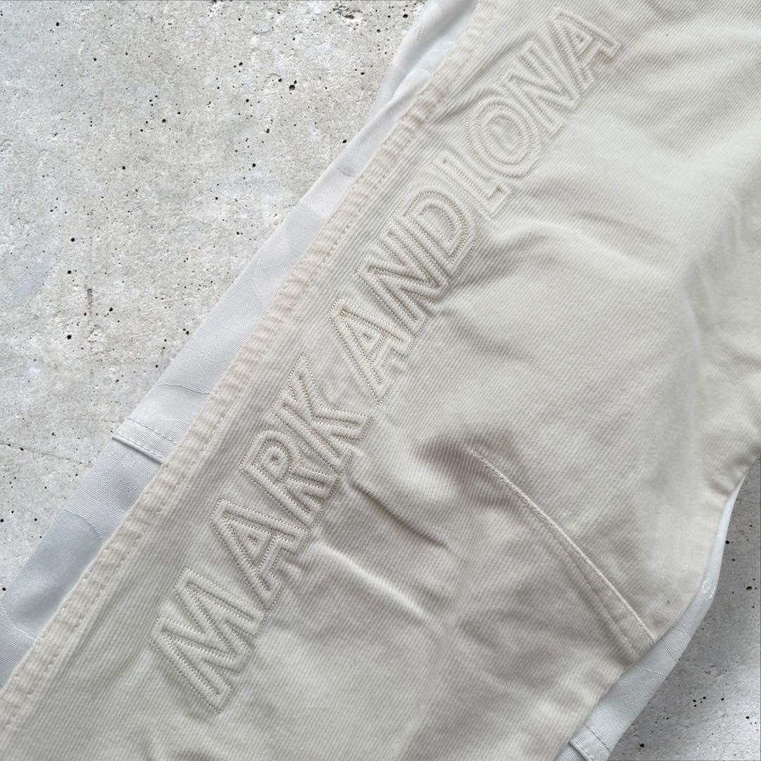 マークアンドロナ　パンツ　迷彩　コーデュロイ　白　総柄　S相当　コットン素材