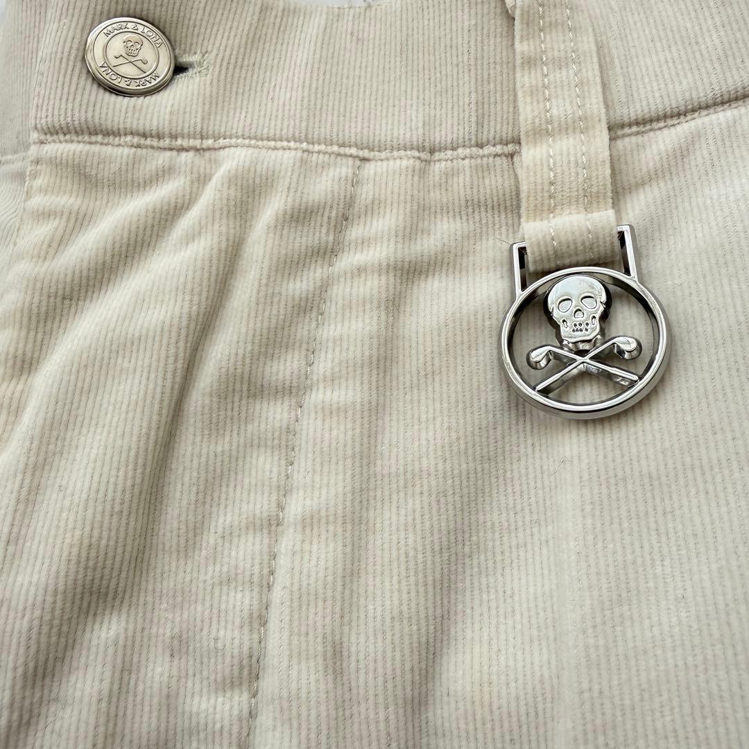 マークアンドロナ　パンツ　迷彩　コーデュロイ　白　総柄　S相当　コットン素材