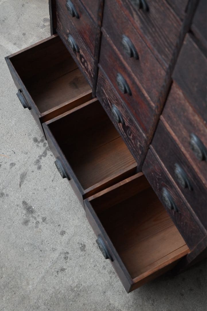 最終値① 店舗什器 引出 古家具 古道具 古美術 骨董 アンティーク 箪笥 抽斗