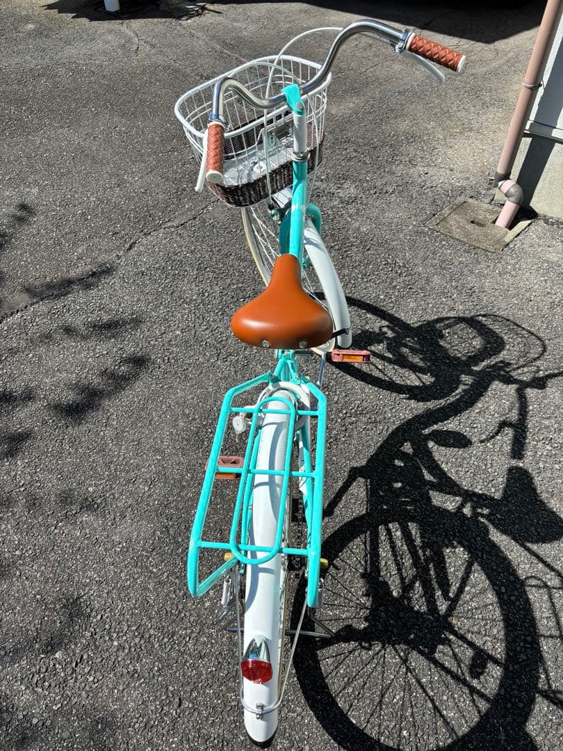 子供用自転車 24インチミントグリーン 前カゴ付き