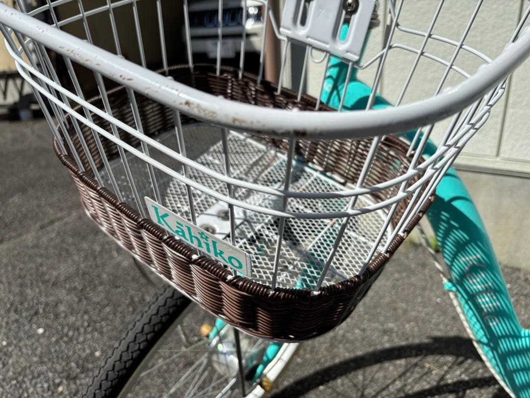 子供用自転車 24インチミントグリーン 前カゴ付き