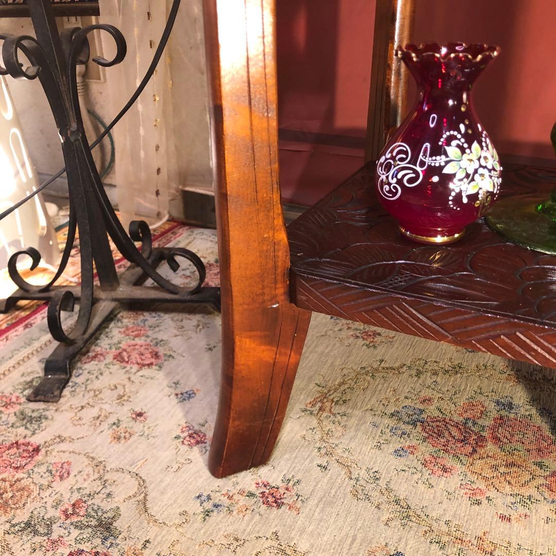 Sale 伝統工芸　日光彫り　咲き誇る花の三段　アクセントキャビネット