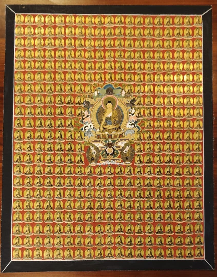 釈迦牟尼 千仏タンカ 手描き 仏画