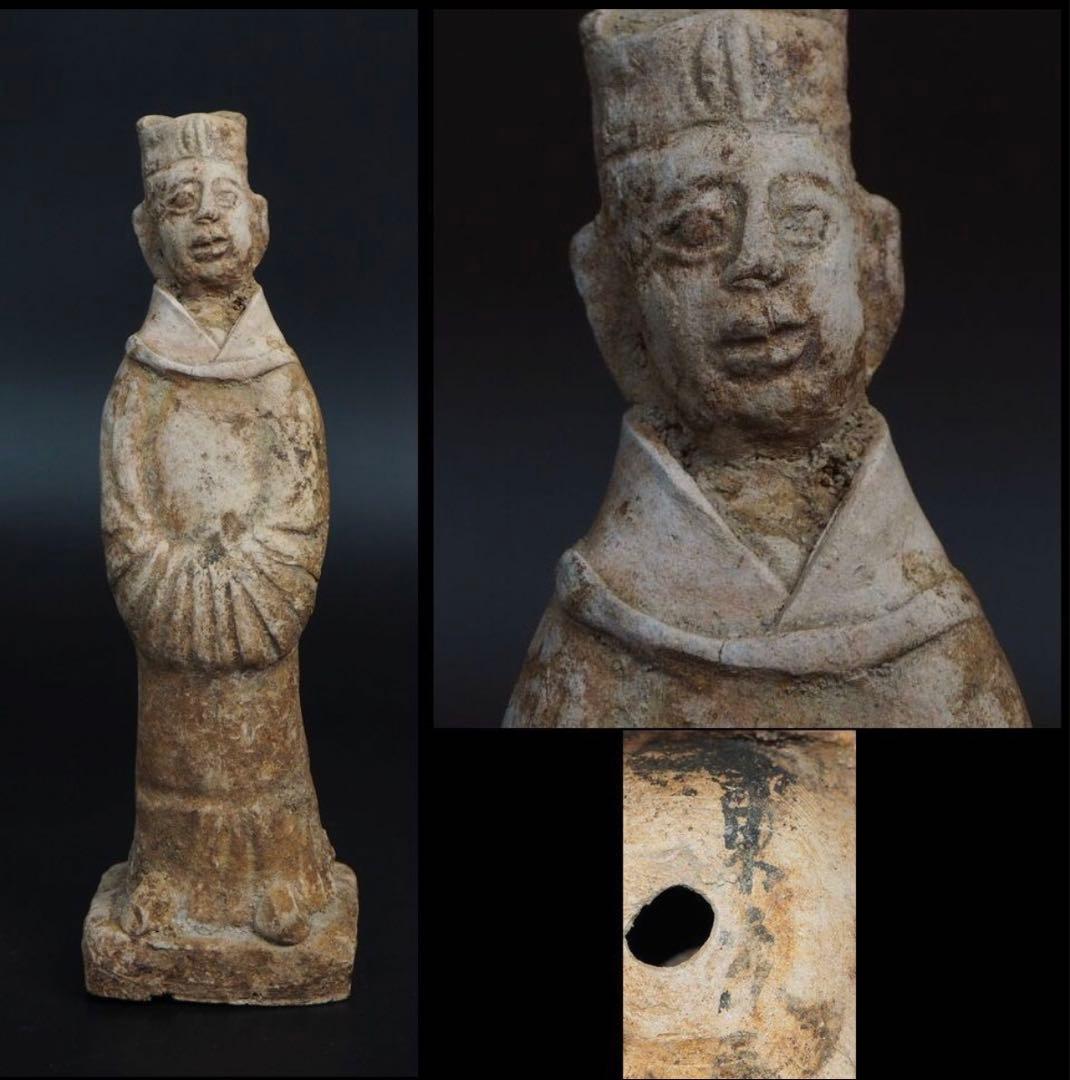 送料無料　中国古玩発掘品　副葬品　陶俑　高さ19ｃｍ