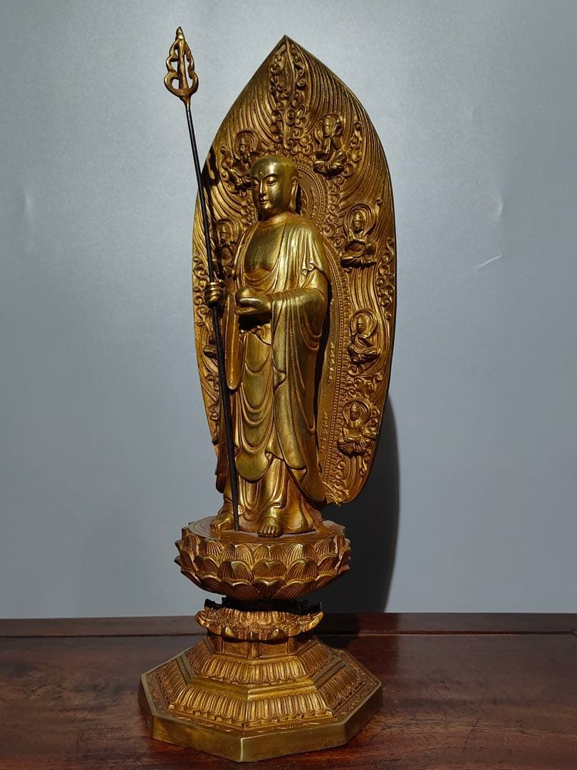 旧蔵　純銅鎏金仏像「地蔵菩薩 」