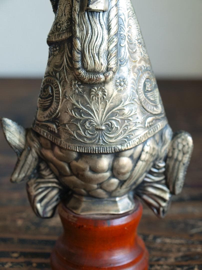 無力の聖母 聖母マリア幼子イエス像 洋銀 スペイン 宗教装飾/K131