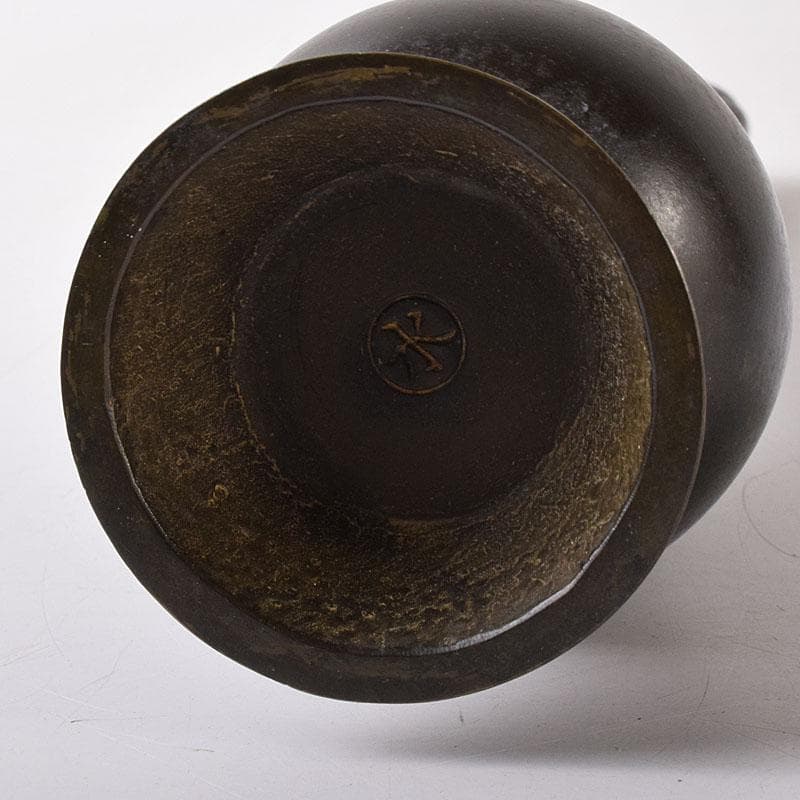 トッチャン　大名物　古銅鶴首花入　銘鶴一声写　花入　共箱　C　7864