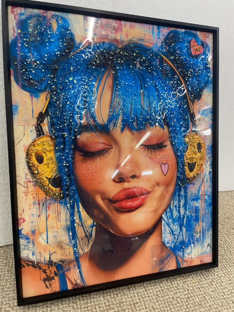 水晶絵　ビリーアイリッシュ　POP　アートパネル　絵画　壁掛け　カラフル　ポップ