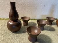 備前焼 酒器セット 徳利 2客 猪口 5客 共箱