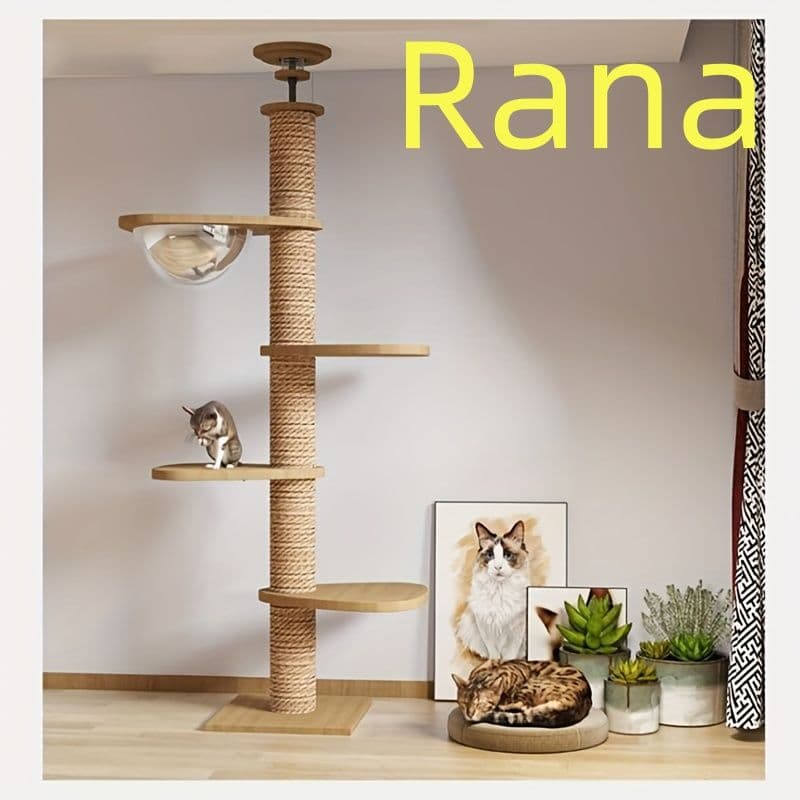 ンギングベッド＆展望デッキ- 木製室内クライミング家具猫用 - 頑丈なパイン材