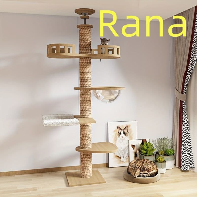 ンギングベッド＆展望デッキ- 木製室内クライミング家具猫用 - 頑丈なパイン材