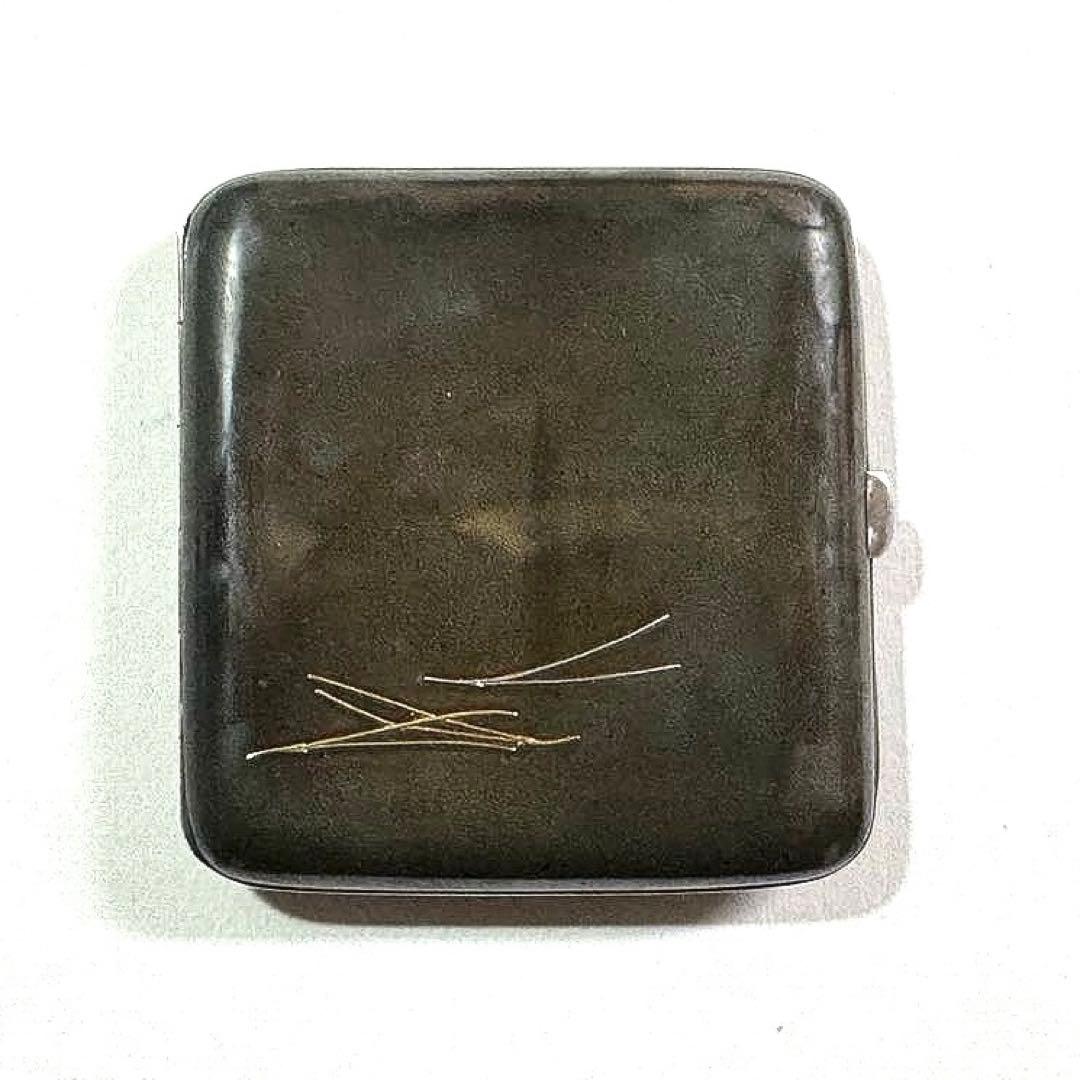 四分一、純金、松葉造嵌シガレットケース