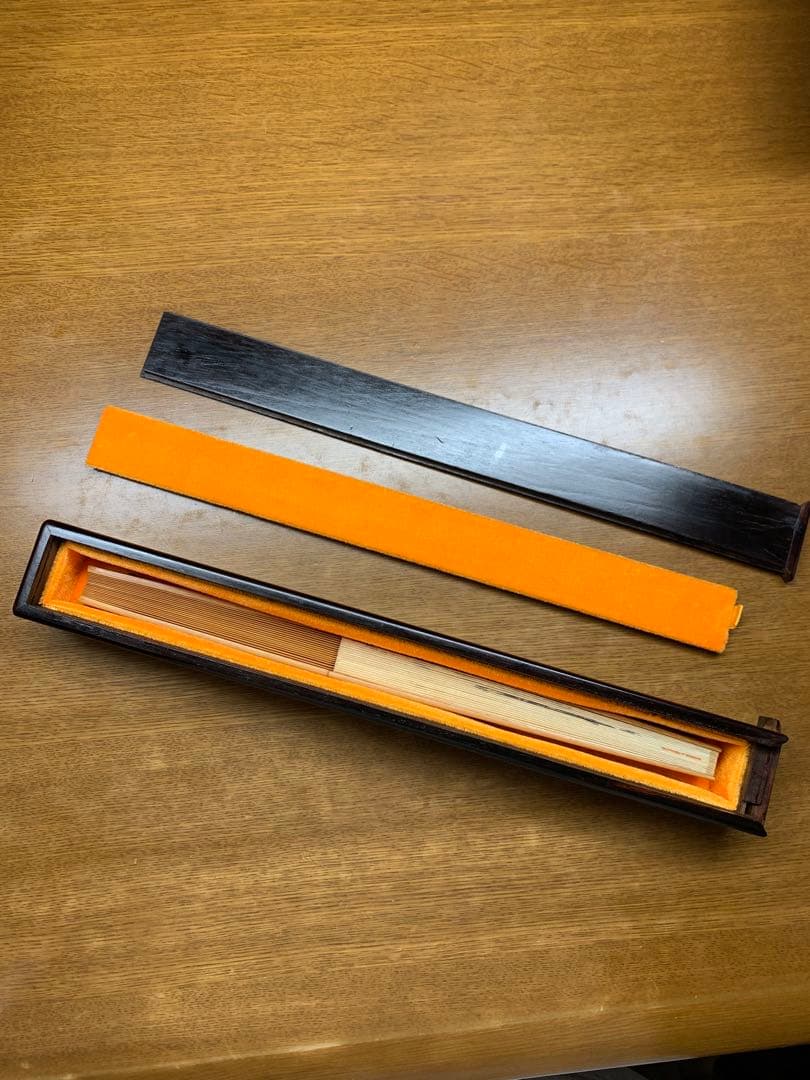 和風扇子 書道 魚の絵付き 専用箱付き